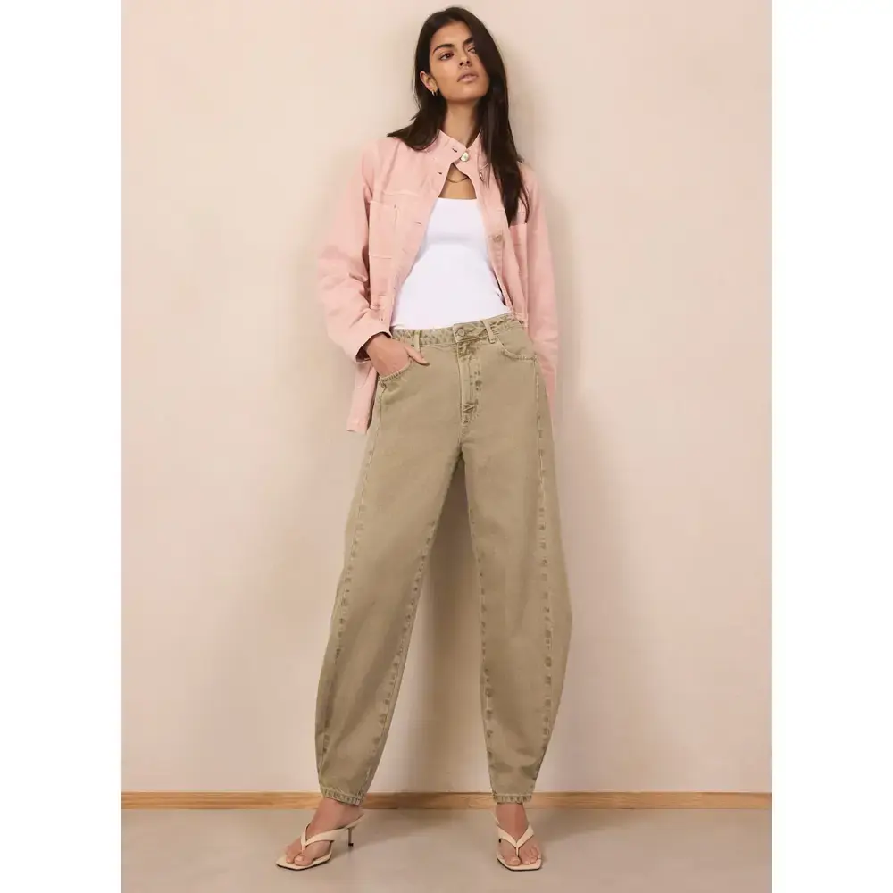 Mint Velvet Khaki Barrel Leg Jeans